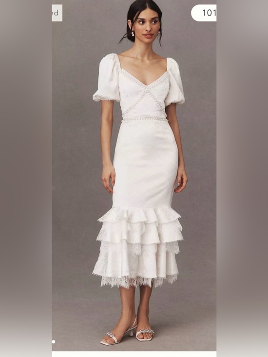 Anthropologie Dresses & Skirts - ANTHROPOLOGIE V CHAPMAN MIDI DRESS White Floral Maxi Dress Size 6